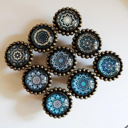 1x Geometry PatterCrystal Glass Drawer Knobs Kitchen Cabinet Kids Room Furniture Handles Vintage Rural Dresser Closet Pulls