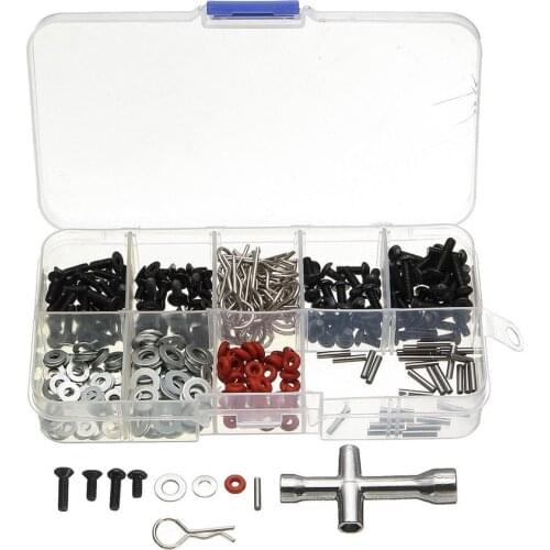 270pcs Flat Head Screws + N3/4 Flat Washer with Hexagon Wrench Box Special Repair Tool Kit For 1/10 HSP RC Car Accessories