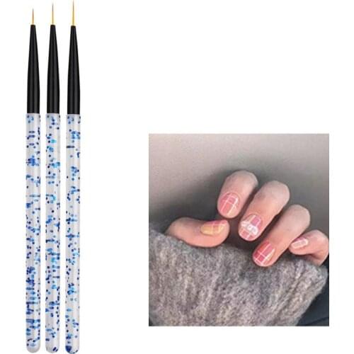 3pcs/set Nail Art Line Painting Pen 3D Tips Acrylic UV Gel Brushes Drawing Crystal Liner Glitter French Design Manicure Tool