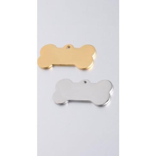 50pcs 16*31mm Gold/steel Color Stainless steel Material mirror finish dog bone shape Charm for DIY Handmade Jewelry Making