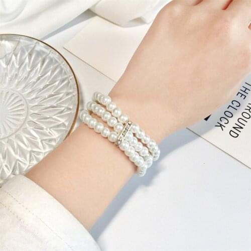 Baroque Simulated Pearl Bracelets & Bangles for Women Fashion Lover Elastic Chain Bracelet Female Friendship Party Jewelry Gift