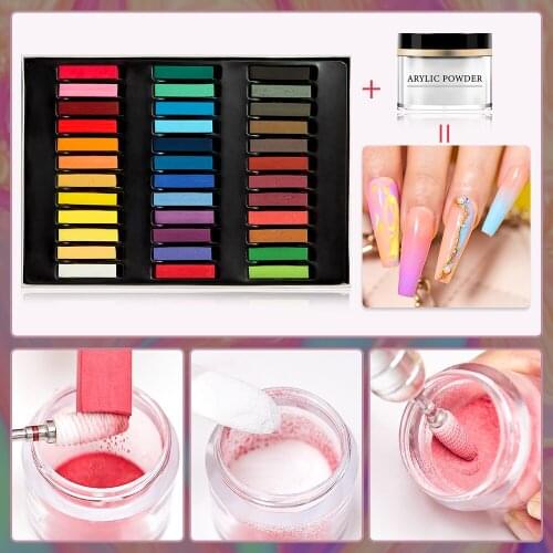 Nail Dyed Chalk Nail Glitter Magic Pen Manicure Air Cushion Pigments Nail Chalk For UV Gel Makeup Manicure Nail Art Tool