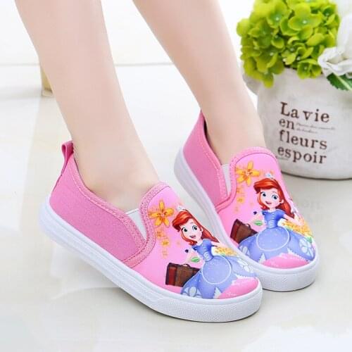 Disney childrens shoes childrens Sophia canvas shoes 2021 new cartoon sets of spring and autumn female cute casual shoes