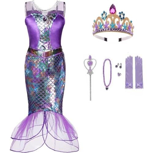 Kids Mermaid Formal Dress Cosplay Costumes Girl Mermaid Dress Up Sets Children Halloween Clothing Princess Evening Dress