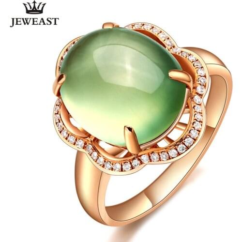 LSZB Natural Grape stone 18K Pure Gold 2020 New Hot Selling Top Ring Women Heart Shape Ring For Ladies Woman Genuine Jewelry