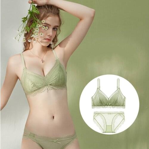 New Womens Underwear Set Lace Sexy Push-up Bra And Panty Sets Bow Comfortable Brassiere Young Bra Adjustable Deep V Lingerie