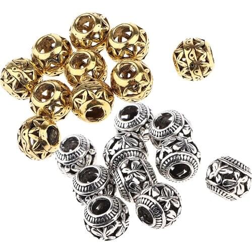 20Pcs Metal Spacer Bead Tubes Dreadlocks Beads Hair Braiding Jewelry Hair Beard Decoration DIY Accessories, Hippie Style