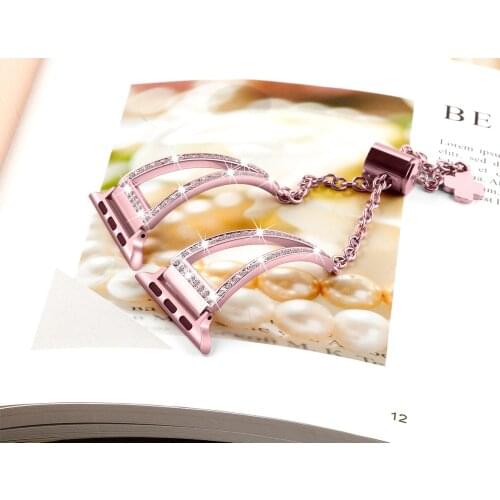 Metal Strap for Apple Watch 5 Band 44mm 40mm Stainless steel Watchbands Diamond Bracelet for Iwatch Series 3 4 se 6 42mm 38mm