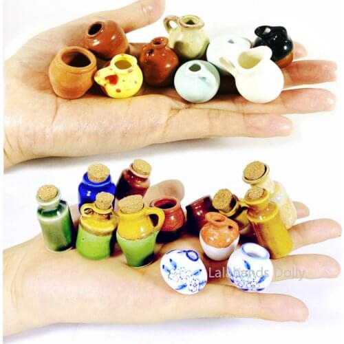 Dollhouse Mini Imitation Ceramic Pot Model Small Kitchen Kitchenware Furniture Accessories