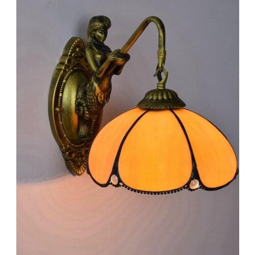 Fashion tiffany Mediterranean Mermaid mirror light fashion rustic wall lamp bed lamps