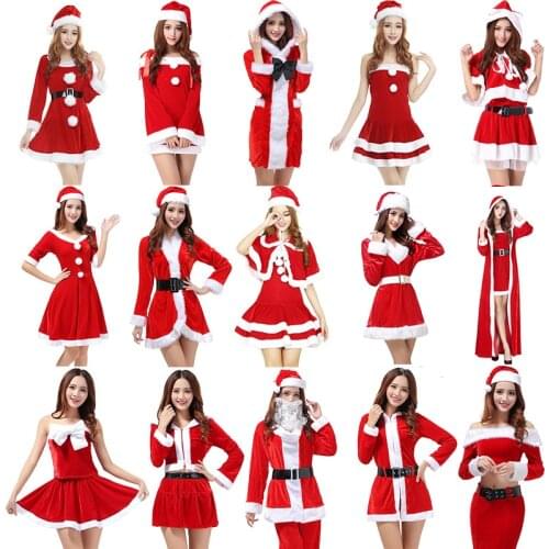 Miss Santa Claus Outfits Adult Women Christmas Sexy Santa Cosplay Christmas Costumes Ladies Fancy Dress Xmas Dresses Costume