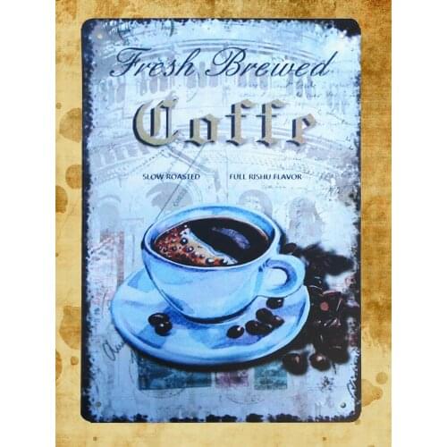 Cheap metal wall art Fresh Brewed Coffe kitchen dinner tin metal sign
