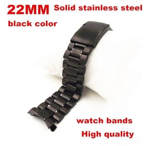 New product - 1PCS High quality 22MM Solid Stainless Steel links Watch band Watch strap black color- 08143
