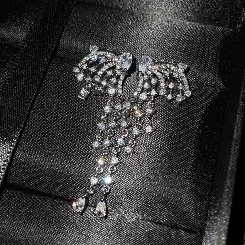 New Unusual Butterfly Drop Earrings Full Inlay Dazzling Cubic Zircon S925 Silvery Fashion Luxury Jewelry For Women Wedding Party