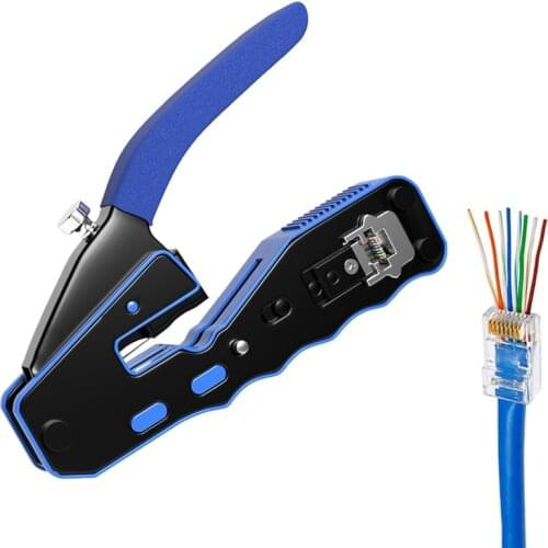 CNCOB RJ45 Crimp Tool Pass Through Cutter for Cat6 Cat5 Cat5e 8P8C Modular Connectors All-in-one Wire Tool