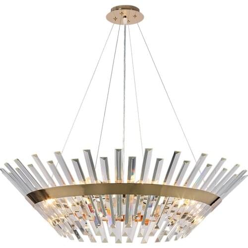 Post Modern LED Chandeliers Creative Design Crystal Light Fixture Personality Home Villa Decor Stainless Steel Pendant Lamps