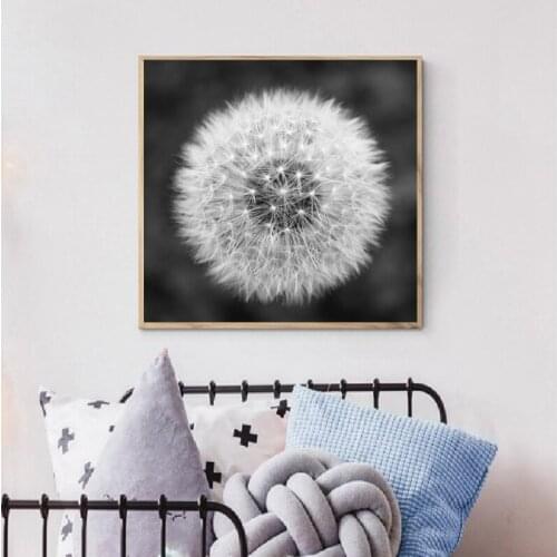 Nature Dandelion Flower Canvas Painting Modern Black White Art Print Picture Home Decor Living Room Abstract Wall Poster