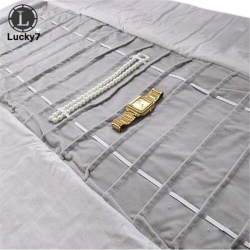 76x30cm Foldable Watch Roll Bag Rubber Band Jewelry Roll Bag Velvet Jewelry Display Bag Watch Storage Case Bracelet Organizer