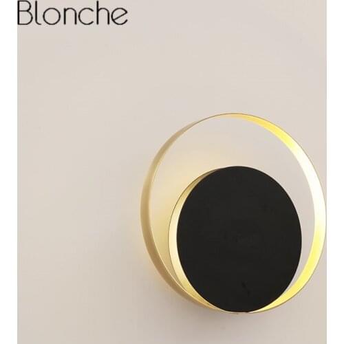 Post-modern Round Ring Wall Lamp Led Moon Light Mirror Wall Sconce for Living Room Bedroom Stair Home Decor Fixtures Luminaire