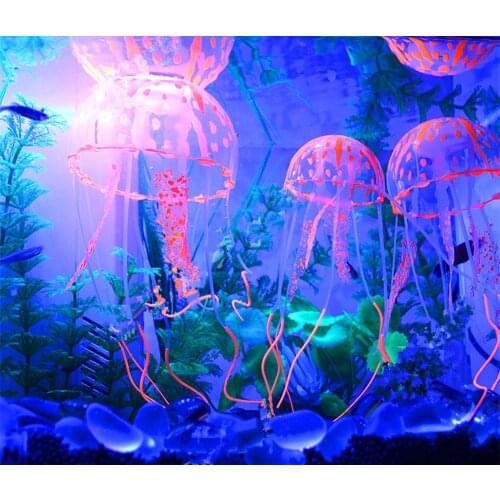 Glowing Effect Artificial Silicone Vivid Jellyfish Fish Tank Decor Aquarium Decoration Ornament