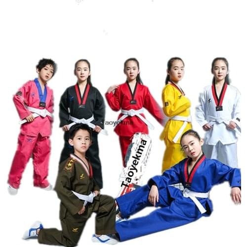 Taoyekma 7 colors Child & Adult Taekwondo Doboks Uniform Professional Karate Suit Male FemaleTaekwondo Training Clothing