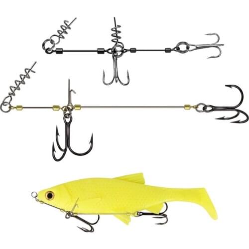 Three hook lures wire group double hook wire group wire hook spring lock needle 15cm hooks fishing treble 3 swivels