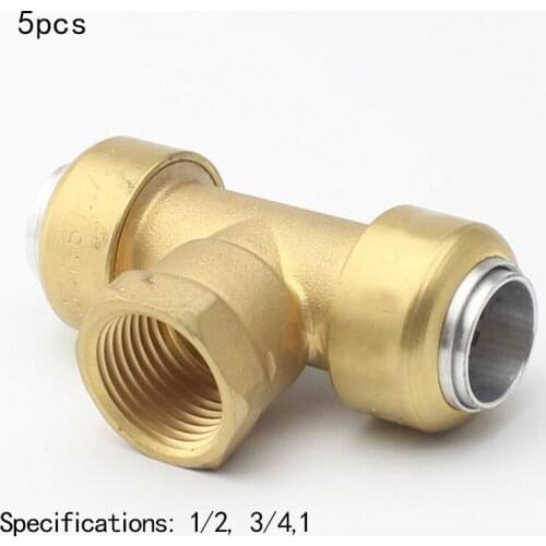 Tee connector 3 way hose tube barb copper connector connector adapter T-shape connector 1/2 3/4 1 5pcs