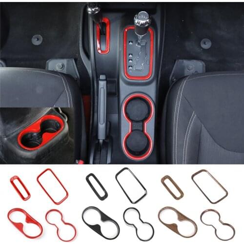 ABS Interior Mouldings for Jeep Wrangler JK 2011-2017 Front & Rear Cup Holder Cover Gear Shift Decorative Trim Car Accessories