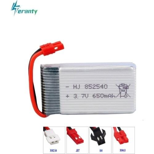 High Rate 3.7V 650mAH 25c For Syma X5C X5HC X5HW FY550 HJ818 HJ819 Quadrocopter Lipo battery 3.7V 852540 Battery for XH4.0 Plug