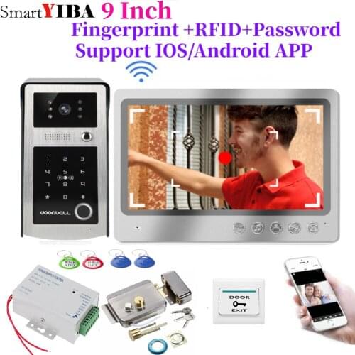 App Remote Unlock WiFi IP Video Door Phone Video Intercom System Motion Detection fingerprint Code Keypad RFID Camera