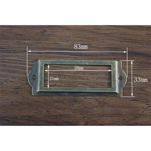 Lock 83*33MM Bronze Decorative box Frame Label Box price Card tag Holder Antique Tin shelf metal label frame sign display rack