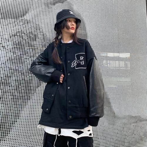 JHBeute D Letter Baseball Uniform Jacket Women High Quality Streetwear Loose Couple Clothes Retro BF Autumn Oversized Jacket Y2K