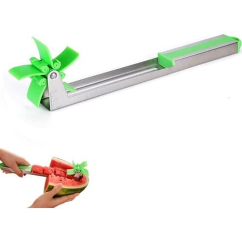 2Pcs Kitchen Fruit Watermelon Cutter Slicer Stainless Steel Windmill Cutting Corers Knife Fruit Salad Tool Summer