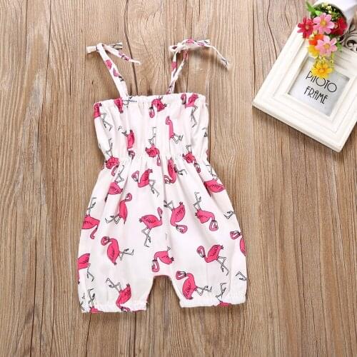 2018 Newborn Baby Girl Romper Cartoon Flamingo Infant Jumpsuit 0-24M