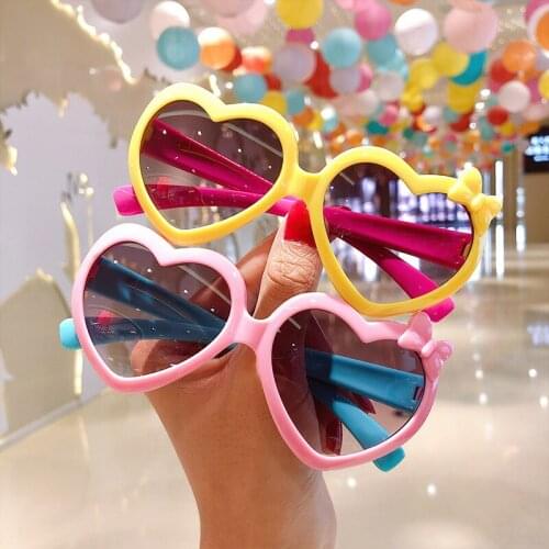 2021 Cute Children Fashion Round Sunglasses Boy Girls Heart Shape Cat Eyes Vintage Sunglasses UV Protection Goggle Kids Eyewear
