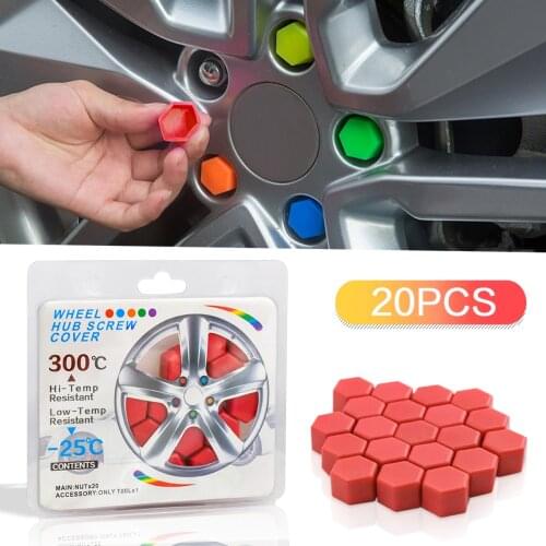 20x Car Wheel Nut Caps Protection Covers Caps Anti-Rust Auto Hub Screw Cover Car Tyre Nut Bolt Exterior Decoration Silicone 19mm