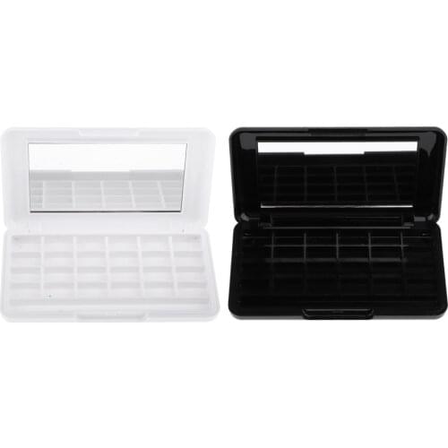 24-Well Plastic Foundation/Lipstick Palette (Empty) for Lip Colors With Mirror for Travel ABS Plastic Safe and Non-Toxic