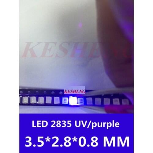 500PCS Diodes 2835 3528 SMD UV LED Purple Lamp Bead 395 - 410nm Ultraviolet Light-emitting Diodes Ultra Violet SMT LED Bead Lamp