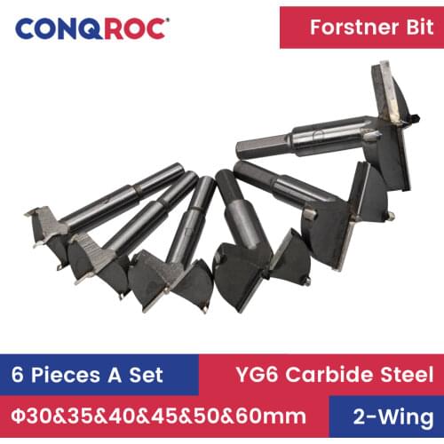 6 Pieces Forstner Wood Drill Bits Set Hole Saw Cutter 30mm 35mm 40mm 45mm 50mm 60mm Forstner Drill Bits Kit Woodworking Tool Kit