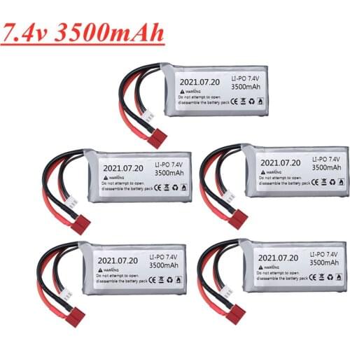 7.4V 3500mAh 40C Lipo Battery For Wltoys 144001 12428 12423 RC Car Upgrade part 2s 7.4v Battery T plug For feiyue 03 Q39
