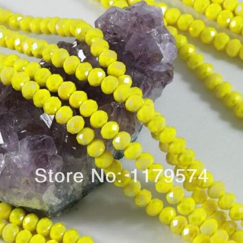 Free postage wholesale and retail 100pcs 6mm Crystal Glass Beads Faceted Rondelle Yellow Accessory Part AB Fashion Jewelry WJ161