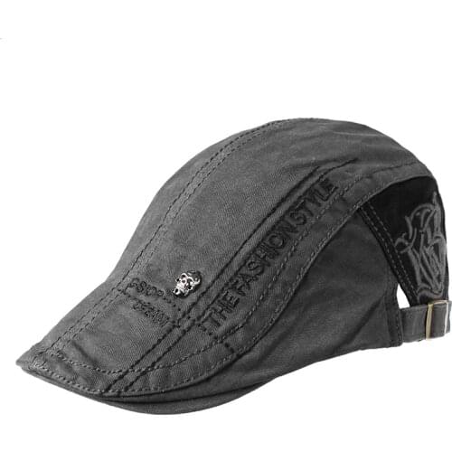 Spring Autumn Cotton Beret Casual Visor Cap For Men Fashion Ghost head Flat Hat Mens Adjustable Casquette Cap