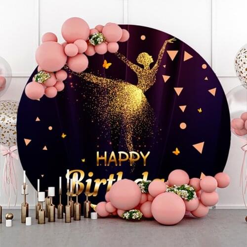 DAWNKNOW Round Circle Photography Background Live Backdrop Dancing Shimmer Adult Children Birthday Party Decoration Photo Studio