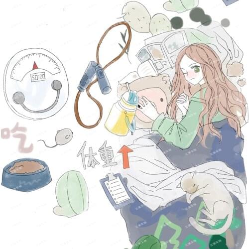 Taking Shower And Sleeping Girl PET Washi Tapes Bullet Journal Masking Tape Adhesive Tape DIY Scrapbooking Washi Stickers