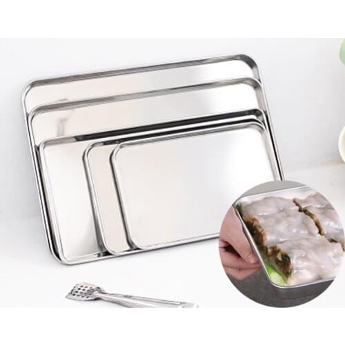 Stainless Steel Sausage Tray Rectangular Food Fruit Plate Kitchen Steamed Bakeware Pans Restaurant Hotel Kitchen Pastry Plates