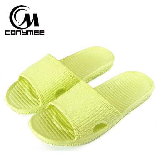 CONYMEE Summer Shoes Woman Flat Sandals 2019 New Men Women Indoor Home Slippers Flip Flops Solid Bath Slippers Female Beach Shoe
