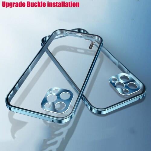Metal Case Frosted Pc back cover For iphone 12 pro Max Case buckle installation For iphone 12 mini case funda luxury coque cases
