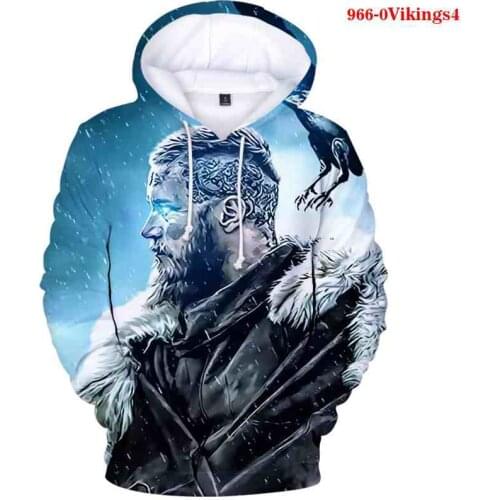 Fahsion 3d Hoodies Viking Print Men Hoodie Sweashirts Winter Casual Long Sleeve Women Hip Pop Streetwear Viking Oversized Hooded