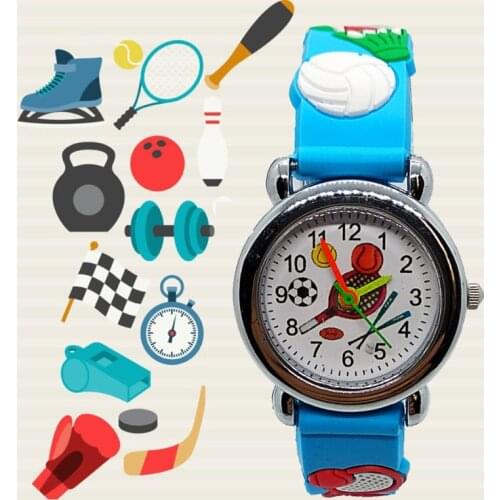 Cartoon Sporting goods baseball Kids Watches Girls Boys Students Clock Children Quartz Wristwatches Badminton racket Child watch