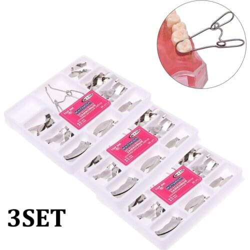 10set/3set/1set Dental Saddle Contoured Metal Matrices Matrix Universal Kit with Spring Clip 36pcs 1330